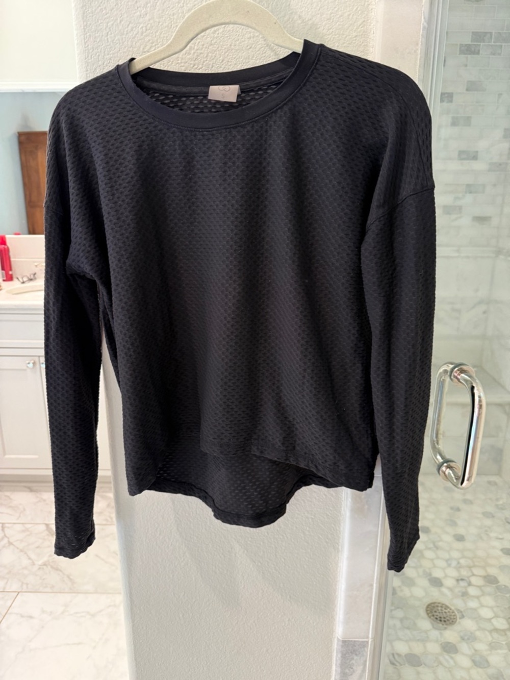 Calia Women's Black Textured Long-Sleeve Top